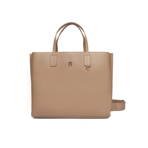 Torebka Tommy Hilfiger Th Distinct Satchel AW0AW17463 Beżowy ze sklepu eobuwie.pl w kategorii Torebki damskie - zdjęcie 184044626
