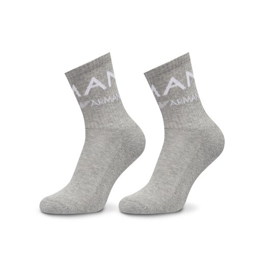 Zestaw 2 par wysokich skarpet damskich Emporio Armani Underwear 292303 4F227 00948 Szary ze sklepu eobuwie.pl w kategorii Skarpetki damskie - zdjęcie 184044689