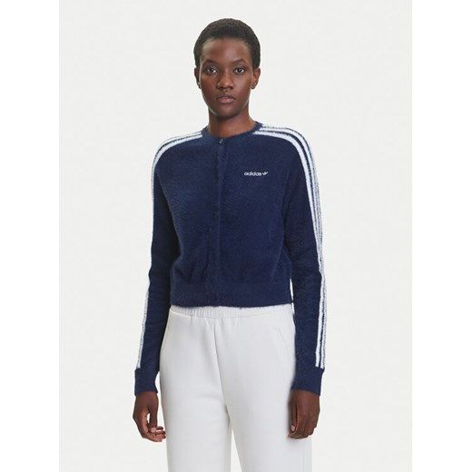 adidas Kardigan Fluffy JW3644 Granatowy Regular Fit ze sklepu MODIVO w kategorii Swetry damskie - zdjęcie 184045587