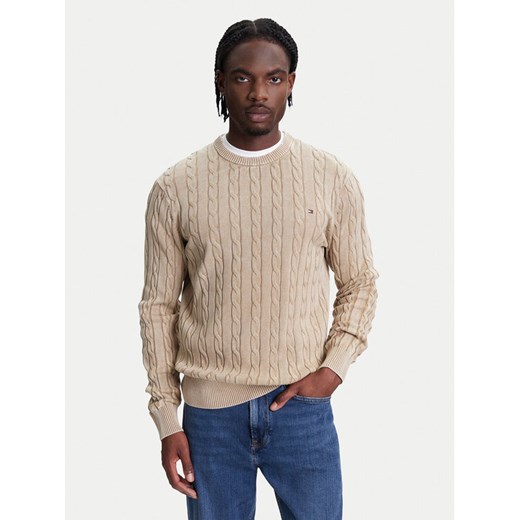 Tommy Hilfiger Sweter Classic MW0MW39524 Beżowy Regular Fit ze sklepu MODIVO w kategorii Swetry męskie - zdjęcie 184045598
