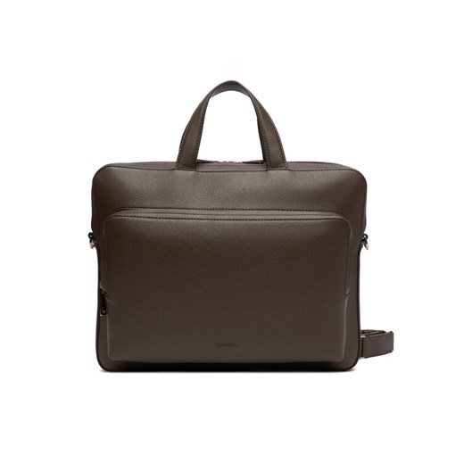 Calvin Klein Torba na laptopa Micro Pebble Slim Briefcase 36 LV04D3012G Brązowy ze sklepu MODIVO w kategorii Torby na laptopa - zdjęcie 184045599