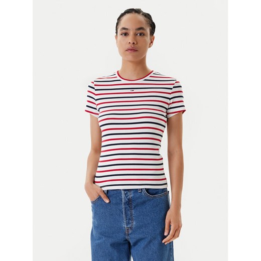 Tommy Jeans T-Shirt Essential DW0DW17383 Kolorowy Slim Fit ze sklepu MODIVO w kategorii Bluzki damskie - zdjęcie 184045618