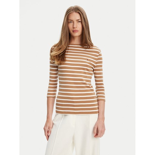 Tommy Hilfiger Bluzka New Cody WW0WW40589 Brązowy Slim Fit ze sklepu MODIVO w kategorii Bluzki damskie - zdjęcie 184045709
