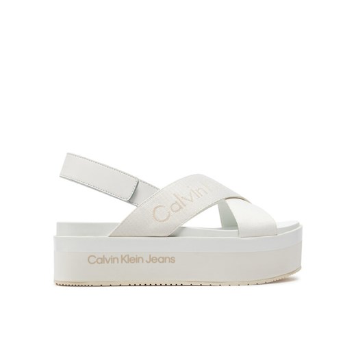 Sandały Calvin Klein Jeans Flatform Sandal Sling In Mr YW0YW01362 Biały 38 eobuwie.pl