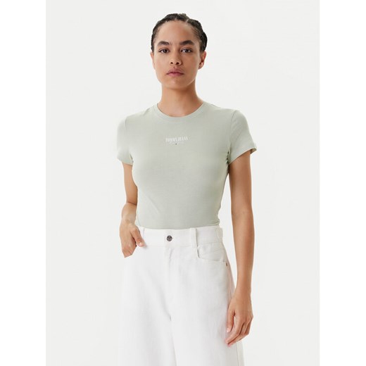 Tommy Jeans T-Shirt Essential DW0DW20913 Zielony Slim Fit ze sklepu MODIVO w kategorii Bluzki damskie - zdjęcie 184048888