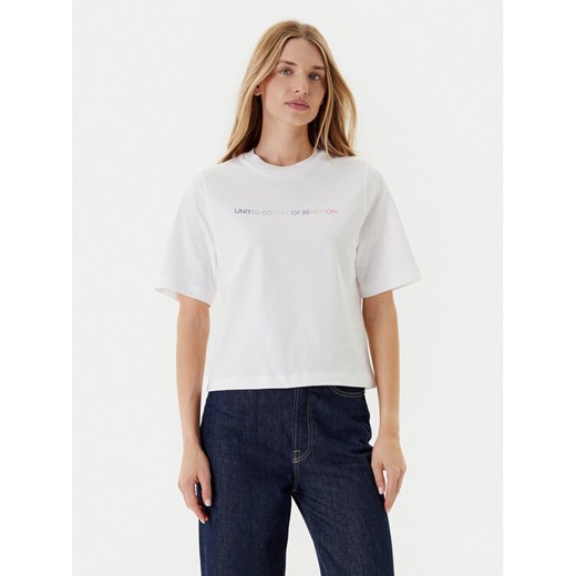 United Colors Of Benetton T-Shirt 3BL0D109D Biały Relaxed Fit ze sklepu MODIVO w kategorii Bluzki damskie - zdjęcie 184048968