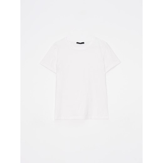 Mohito - Biały t-shirt z bawełny - biały ze sklepu Mohito w kategorii Bluzki damskie - zdjęcie 184050549