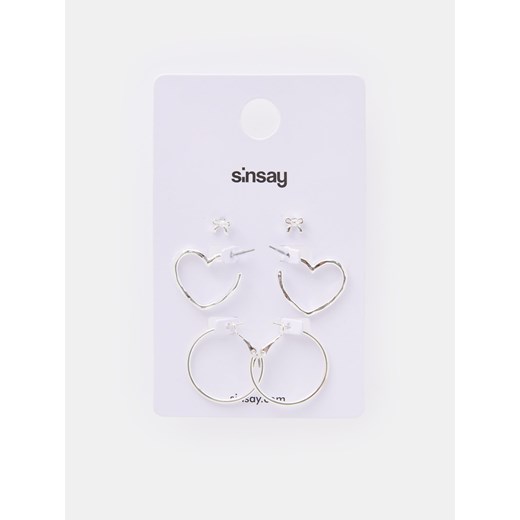 Sinsay - Srebrne kolczyki 3 pack - srebrny Sinsay One Size Sinsay