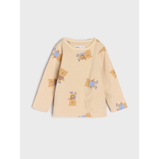 Sinsay - Koszulki z długimi rękawami z motywem misia 2 pack - kremowy Sinsay 74 (6-9 m) Sinsay