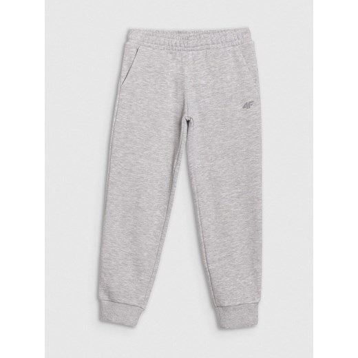 Dziewczęce spodnie dresowe joggery 4F 4FJWSS25TTROF1099 - szare ze sklepu Sportstylestory.com w kategorii Spodnie dziewczęce - zdjęcie 184054806