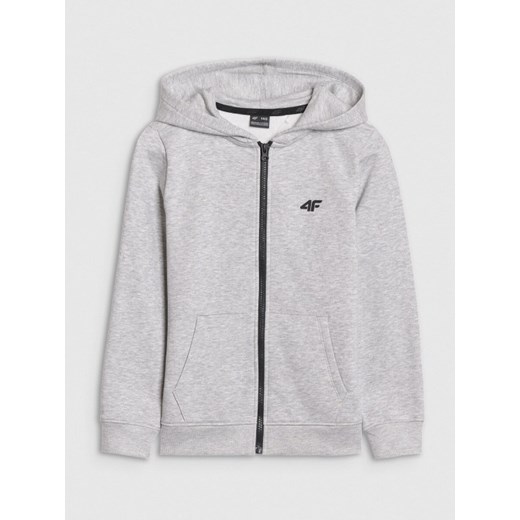 Chłopięca bluza dresowa rozpinana z kapturem 4F 4FJWSS25TSWSM1714 - szara ze sklepu Sportstylestory.com w kategorii Bluzy chłopięce - zdjęcie 184054848