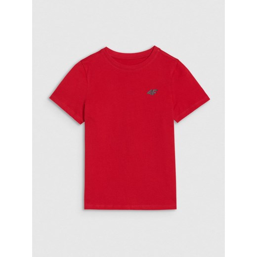 Chłopięcy t-shirt basic 4F 4FJWSS25TTSHM2178 - czerwony ze sklepu Sportstylestory.com w kategorii T-shirty chłopięce - zdjęcie 184054866