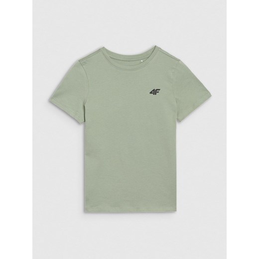 Chłopięcy t-shirt basic 4F 4FJWSS25TTSHM2178 - zielony ze sklepu Sportstylestory.com w kategorii T-shirty chłopięce - zdjęcie 184054878