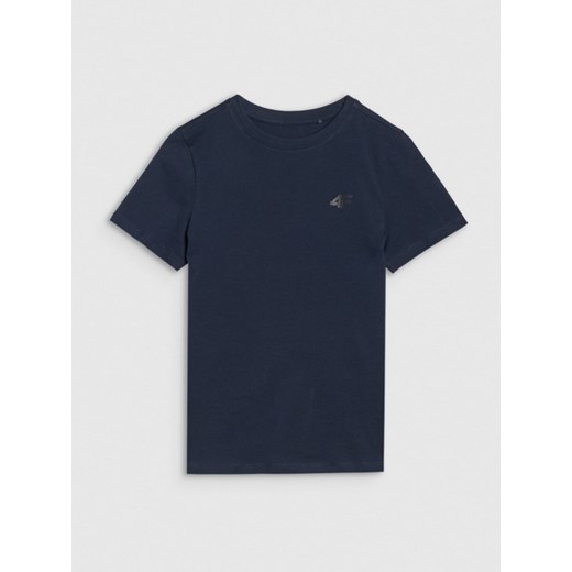 Chłopięcy t-shirt basic 4F 4FJWSS25TTSHM2178 - granatowy ze sklepu Sportstylestory.com w kategorii T-shirty chłopięce - zdjęcie 184054897