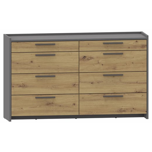 Minimalistyczna komoda z 8 szufladami dąb artisan + antracyt S7-L91 ze sklepu Edinos.pl w kategorii Komody - zdjęcie 184055005