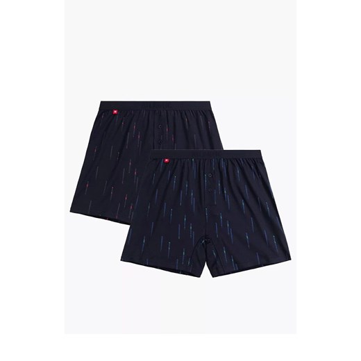 Atlantic 2-pack bokserki męskie luźne 2MBX-074-GRANATOWY, Kolor granatowy-wzór, Rozmiar S, ATLANTIC ze sklepu Primodo w kategorii Majtki męskie - zdjęcie 184059699