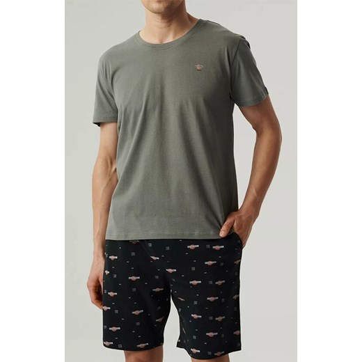 Atlantic krótka piżama męska NMP-384-KHAJ/CZA, Kolor czarny-khaki, Rozmiar S, ATLANTIC ze sklepu Primodo w kategorii Piżamy męskie - zdjęcie 184060395