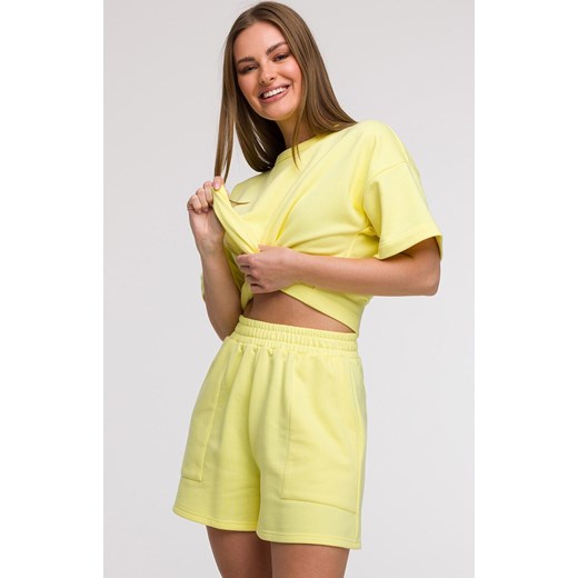Bluza damska oversize z krótkimi rękawami cytrynowa B294, Kolor cytrynowy, Rozmiar 2XL/3XL, BeWear ze sklepu Primodo w kategorii Bluzki damskie - zdjęcie 184061447