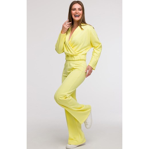 Bluza damska z kopertowym dekoltem cytrynowa B292, Kolor cytrynowy, Rozmiar L, BeWear ze sklepu Primodo w kategorii Bluzy damskie - zdjęcie 184061476