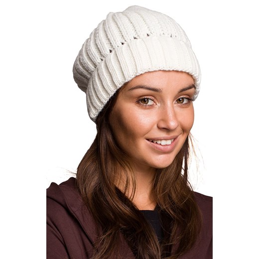 BK058 czapka z wełną, Kolor ecru, Rozmiar uniwersalny, BE Knit ze sklepu Primodo w kategorii Czapki zimowe damskie - zdjęcie 184061549