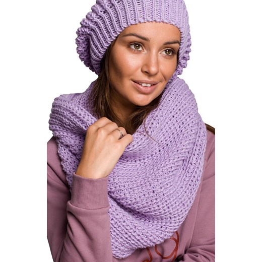 BK061 szal komin z wełną, Kolor lavanda, Rozmiar uniwersalny, BE Knit ze sklepu Primodo w kategorii Szaliki i chusty damskie - zdjęcie 184061578