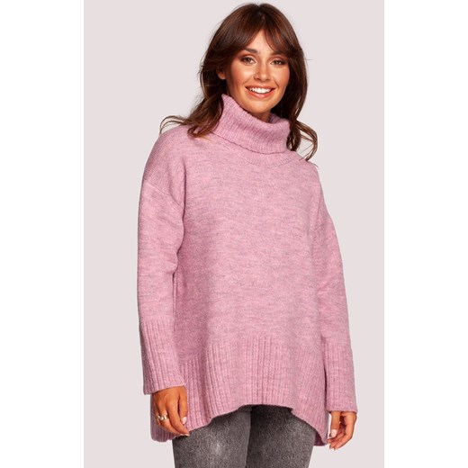 Golf damski pudrowy róż BK086, Kolor róż pudrowy, Rozmiar L/XL, BeWear ze sklepu Primodo w kategorii Swetry damskie - zdjęcie 184061606