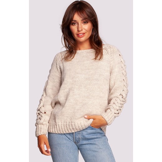 Sweter damski beżowy BK090, Kolor beżowy, Rozmiar L/XL, BeWear ze sklepu Primodo w kategorii Swetry damskie - zdjęcie 184061618