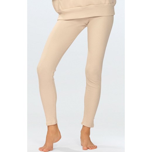 Legginsy prążkowane damskie beżowe Oseye, Kolor beżowy, Rozmiar M, DKaren ze sklepu Primodo w kategorii Spodnie damskie - zdjęcie 184063846