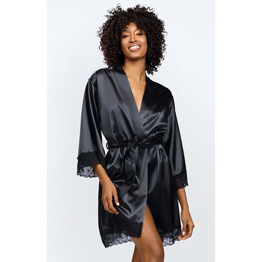 Sauda szlafrok damski w kolorze czarnym, Kolor czarny, Rozmiar L, DKaren ze sklepu Primodo w kategorii Szlafroki damskie - zdjęcie 184063908