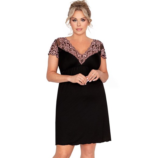 Koszulka nocna damska plus size Adele, Kolor czarny, Rozmiar 3XL, Donna ze sklepu Primodo w kategorii Koszule nocne - zdjęcie 184064747