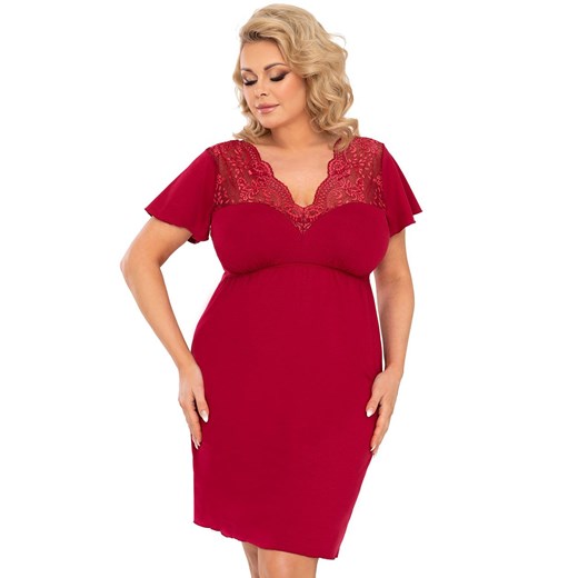 Elegancka koszula nocna plus size w kolorze bordowym Doris, Kolor bordowy, Rozmiar 5XL, Donna ze sklepu Primodo w kategorii Koszule nocne - zdjęcie 184064839