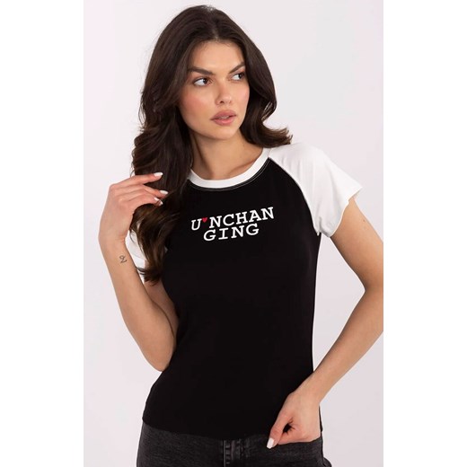Bawełniany t-shirt z białymi rękawami NM-TS-V7939.50, Kolor czarno-biały, Rozmiar uniwersalny, VINCEOTTO ze sklepu Primodo w kategorii Bluzki damskie - zdjęcie 184068226