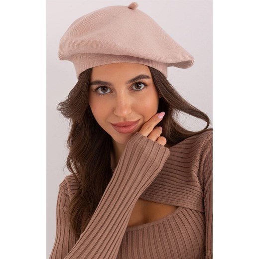 Beżowy beret damski AT-CZ-231305.82P, Kolor beżowy, Rozmiar uniwersalny, WOOL FASHION ITALIA ze sklepu Primodo w kategorii Czapki zimowe damskie - zdjęcie 184068277