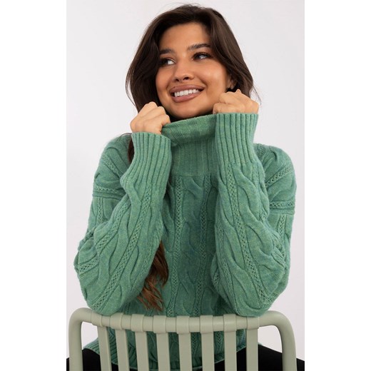 Pistacjowy golf damski AT-SW-23445.00, Kolor pistacjowy, Rozmiar uniwersalny, WOOL FASHION ITALIA ze sklepu Primodo w kategorii Swetry damskie - zdjęcie 184068349