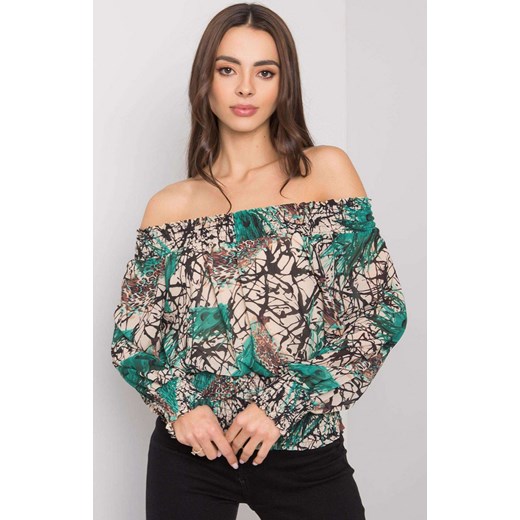 Bluzka hiszpanka zielona DHJ-BZ-15175.05P, Kolor zielony-wzór, Rozmiar uniwersalny, ITALY MODA ze sklepu Primodo w kategorii Bluzki damskie - zdjęcie 184068575
