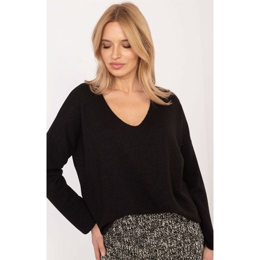 Czarny sweter oversize DHJ-BZ-19238.26, Kolor czarny, Rozmiar uniwersalny, ITALY MODA ze sklepu Primodo w kategorii Swetry damskie - zdjęcie 184068605