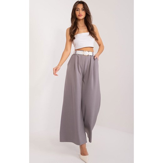 Szare spodnie palazzo z paskiem DHJ-SP-5583.97, Kolor szary, Rozmiar uniwersalny, ITALY MODA ze sklepu Primodo w kategorii Spodnie damskie - zdjęcie 184068909