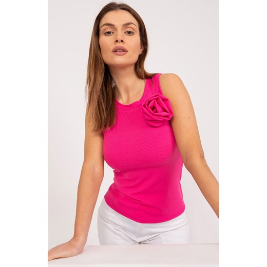 Top z ozdobnym kwiatkiem fuksja DHJ-TP-17733.22X, Kolor fuksja, Rozmiar uniwersalny, ITALY MODA ze sklepu Primodo w kategorii Bluzki damskie - zdjęcie 184068958