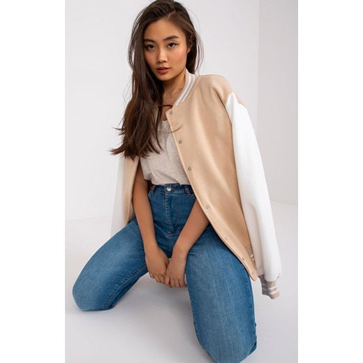 Bluza bejsbolówka beżowa EM-BL-722.44P, Kolor beżowy, Rozmiar S/M, EX MODA ze sklepu Primodo w kategorii Bluzy damskie - zdjęcie 184068967