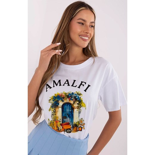 T-shirt damski biały MI-TS-M3221G.75, Kolor biały, Rozmiar uniwersalny, ITALY MODA ze sklepu Primodo w kategorii Bluzki damskie - zdjęcie 184069386