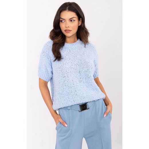 Sweter damski niebieski oversize z dodatkiem alpaki MI-SW-2701.23, Kolor niebieski, Rozmiar uniwersalny, ITALY MODA ze sklepu Primodo w kategorii Swetry damskie - zdjęcie 184069398