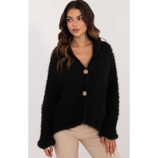 Czarny rozpinany sweter TW-SW-BI-25002.88P, Kolor czarny, Rozmiar uniwersalny, OCH BELLA ze sklepu Primodo w kategorii Swetry damskie - zdjęcie 184069636
