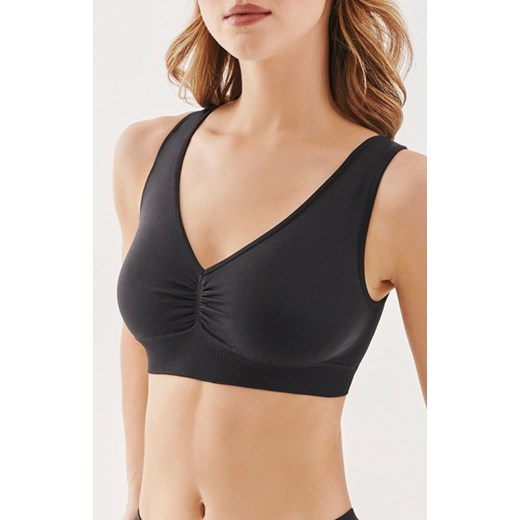 Bezszwowy top damski z marszczeniem czarny Shape 1204, Kolor czarny, Rozmiar S/M, Gabriella ze sklepu Primodo w kategorii Biustonosze - zdjęcie 184070377