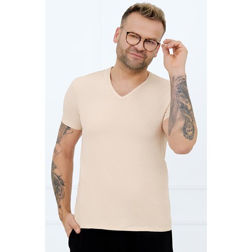 Koszulka męska w serek na krótki rękaw beżowa Apollo, Kolor beżowy, Rozmiar M, Italian Fashion ze sklepu Primodo w kategorii T-shirty męskie - zdjęcie 184073099