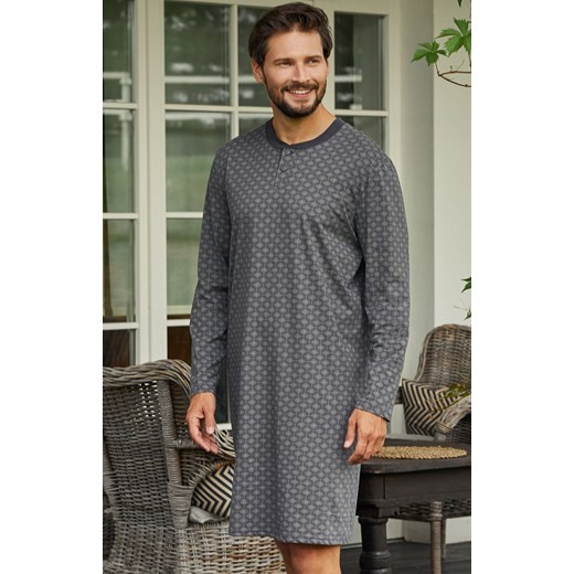 Koszula nocna męska na długi rękaw Balmer, Kolor szary-wzór, Rozmiar M, Italian Fashion ze sklepu Primodo w kategorii Piżamy męskie - zdjęcie 184073206