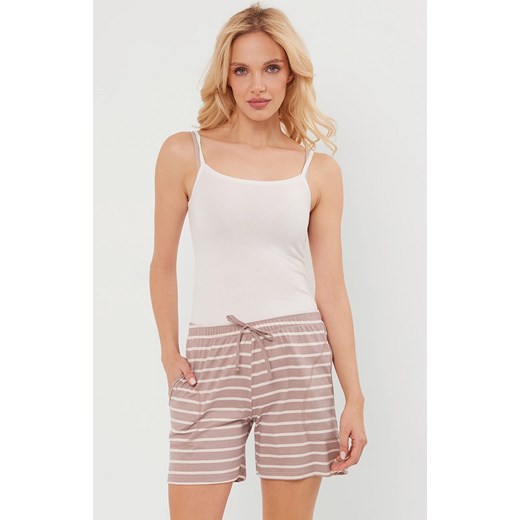 Spodenki damskie krótkie cappuccino w paski Betty, Kolor cappuccino, Rozmiar S, Italian Fashion ze sklepu Primodo w kategorii Piżamy damskie - zdjęcie 184073249