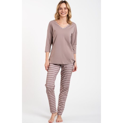Piżama damska w paski cappuccino w rękawem 3/4 Betty, Kolor cappuccino, Rozmiar S, Italian Fashion ze sklepu Primodo w kategorii Piżamy damskie - zdjęcie 184073257