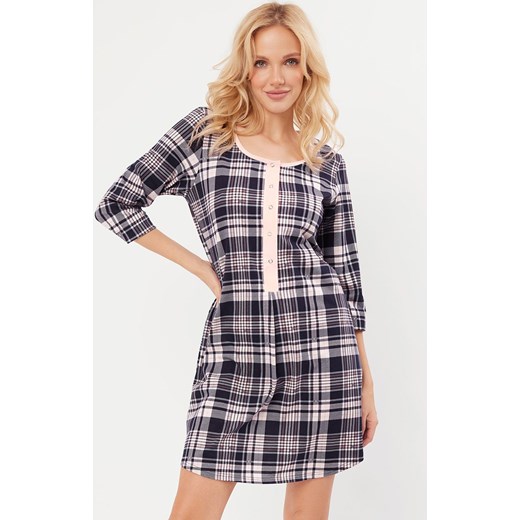 Bawełniana koszula nocna damska z 3/4 rękawem Dona, Kolor granatowo-beżowy, Rozmiar S, Italian Fashion ze sklepu Primodo w kategorii Koszule nocne - zdjęcie 184073566