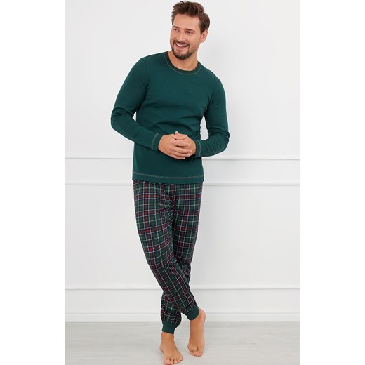 Piżama męska z długi rękawem i długimi spodniami zielona Fogo, Kolor zielony-wzór, Rozmiar M, Italian Fashion ze sklepu Primodo w kategorii Piżamy męskie - zdjęcie 184073848