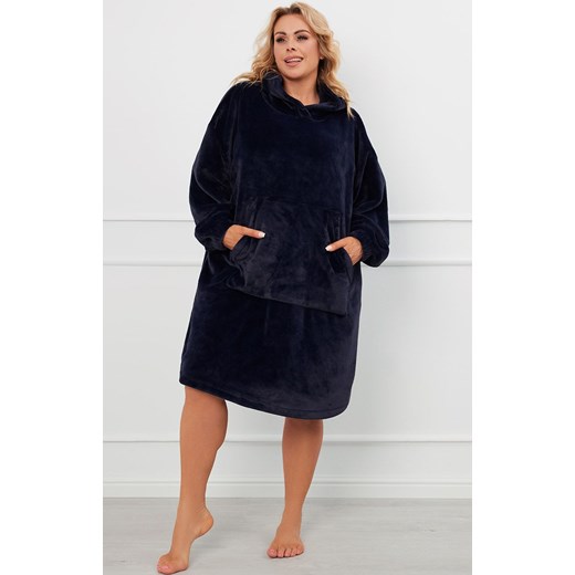Miękka ciepła polarowa kocobluza granatowa Forio, Kolor granatowy, Rozmiar one size, Italian Fashion ze sklepu Primodo w kategorii Szlafroki damskie - zdjęcie 184073875
